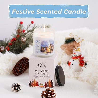Winter Forest Candle | Pine Cedarwood Scented Soy Candles - Fresh Evergreen Aromatherapy Candles for Home, Holiday Candle Gift for Women & Men, Winter Christmas Home Décor