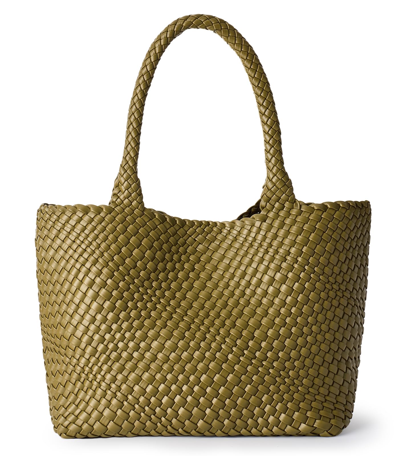 JOTOFIT Woven Tote Bag for Women, Fashion Top Handle Shoulder Bag Soft Vegan Leather Large Work Shopper Summer Beach Travel Handbag Tote Bag with Purse
