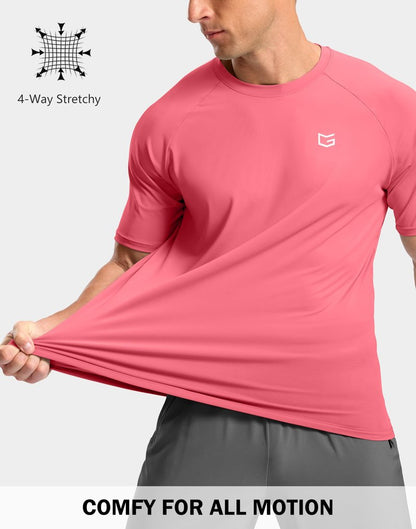 G Gradual Men's Athletic Workout T-Shirts Moisture Wicking Cooling Running Shirts Short Sleeve Performance Tee for Gym Tennis(Pink,XXL)