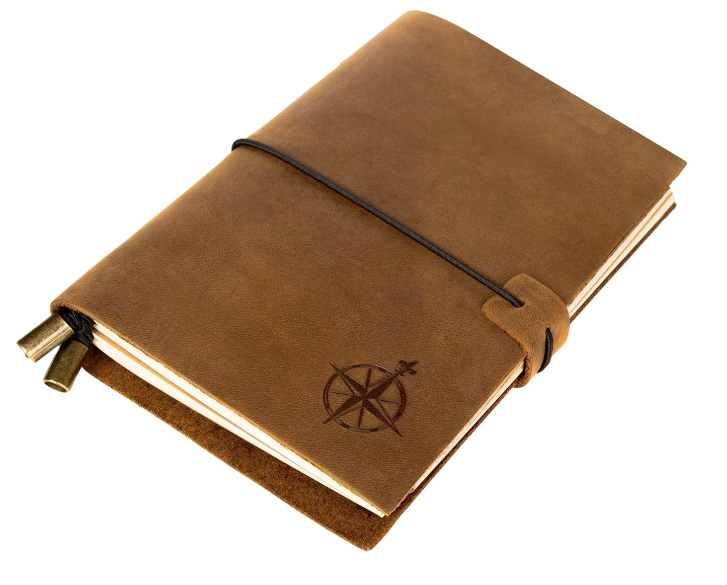 Wanderings A6 Travelers Notebook – Refillable Genuine Leather Journal – 4.5" x 6" (11.5 x 15.5cm) – Handcrafted Crazy Horse Leather – 100 GSM Blank Inserts – Travel Journal