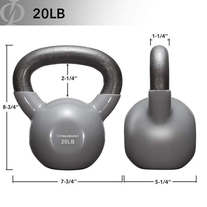 Philosophy Gym Vinyl Coated Cast Iron Kettlebell Weight 50 lbs - Black