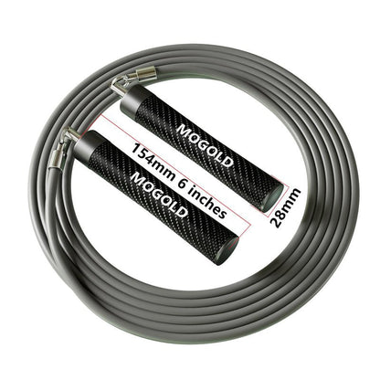 MOGOLD 1LB Weighted Jump Ropes for Fitness Men/Women with Heavy-Duty PVC Wire Cable & Durable Leather Skipping Rope Handles, Best for Fitness, High-Intensity Strength Workouts (Grey, XL - 9'6(User Height 6'0 +))