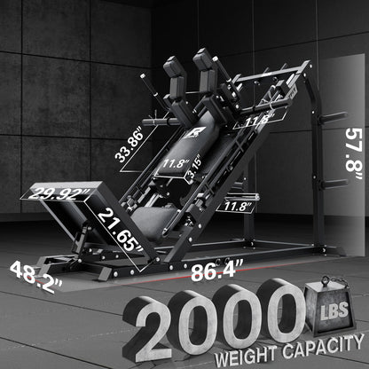 RitFit Gazelle Pro 3 in 1 Leg Press and Hack Squat Machine - High-Tensile Steel Leg Press Machine, 2000lbs Capacity, Adjustable Angles with Weight Storage