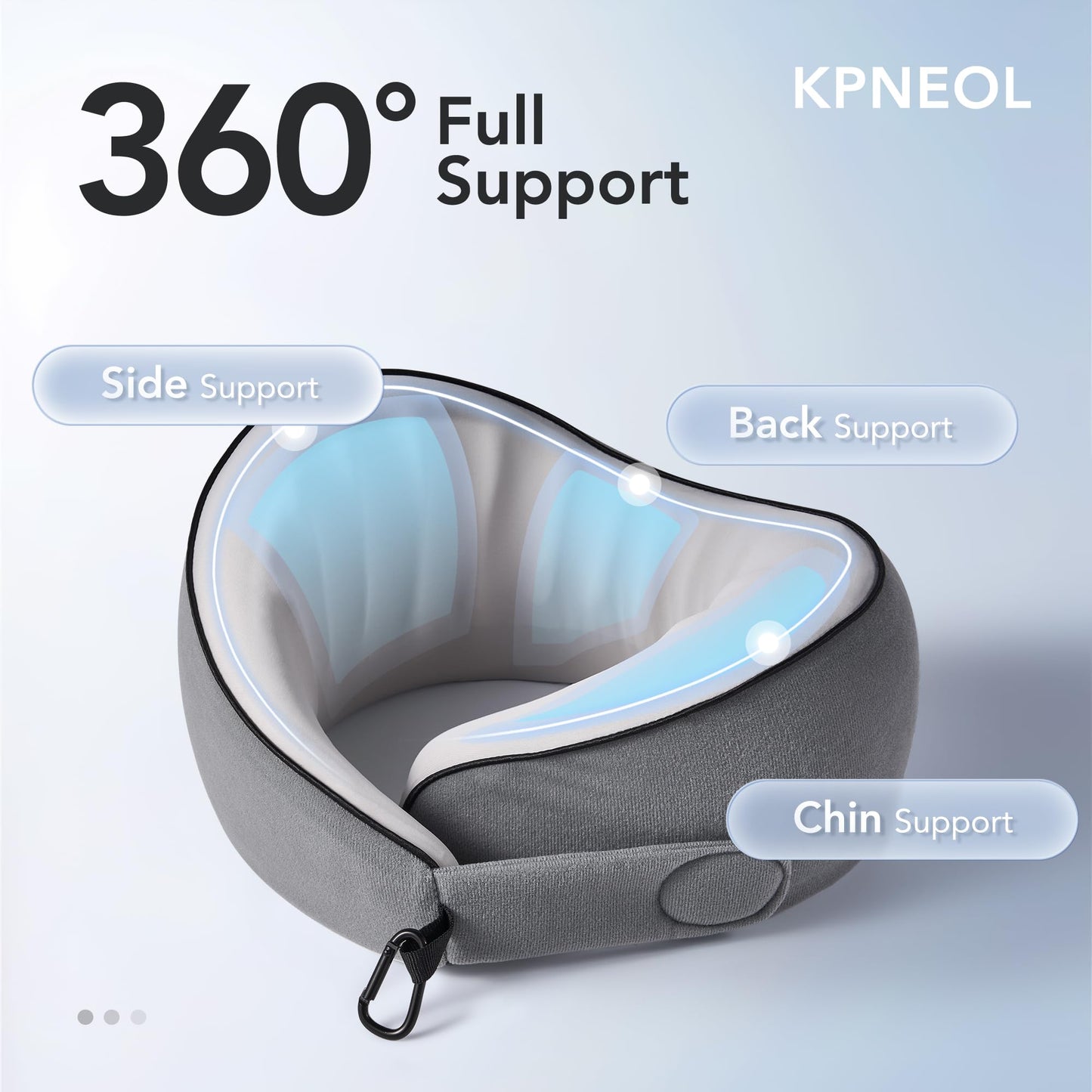 Travel Pillow, 100% Pure Memory Foam Travel Neck Pillow Airplane Neck Support Ergonomic Design for Traveling Suitable for Airplanes,Offices and Cars-Grey