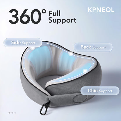 Travel Pillow, 100% Pure Memory Foam Travel Neck Pillow Airplane Neck Support Ergonomic Design for Traveling Suitable for Airplanes,Offices and Cars-Grey
