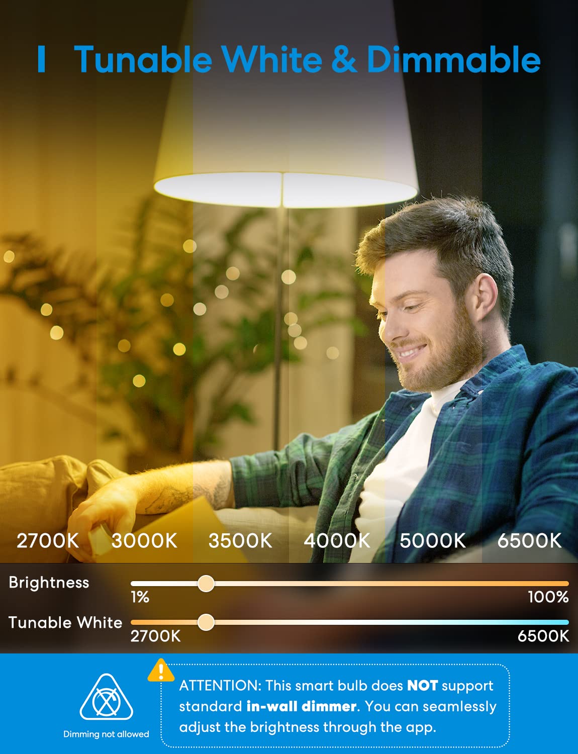 meross Smart Light Bulb, Smart WiFi LED Bulbs Compatible with Apple HomeKit, Siri, Alexa & Google Home, E26 2700K-6500K, 900 Lumens RGBWW 60W Equivalent, 1 Pack