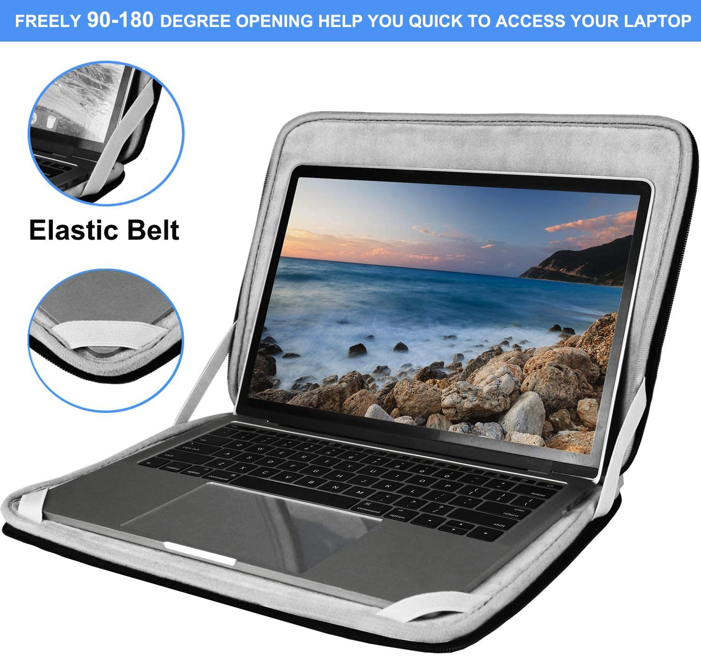 Laptop Sleeve 14 inch, Upgrade Durable Shockproof Protective Computer Cover Flip Case Briefcase Carrying Bag Compatible with 14" HP, Lenovo, Asus, Acer, Notebook, Chromebook Computer, Black