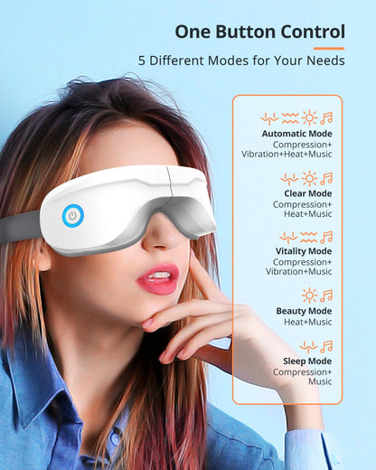 latumab Eye Massager with Heat, Heated Eye Mask with Bluetooth Music, Face Massager, Mask for Migraine & Headache Relief, Improved Sleep, Birthday Gifts for Mom Dad Women Men Her Him