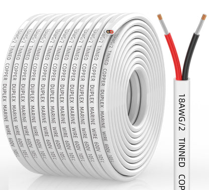 CONEPY 18 Gauge Marine Wire, 18/2 Duplex Tinned Copper Marine Wire, 100FT