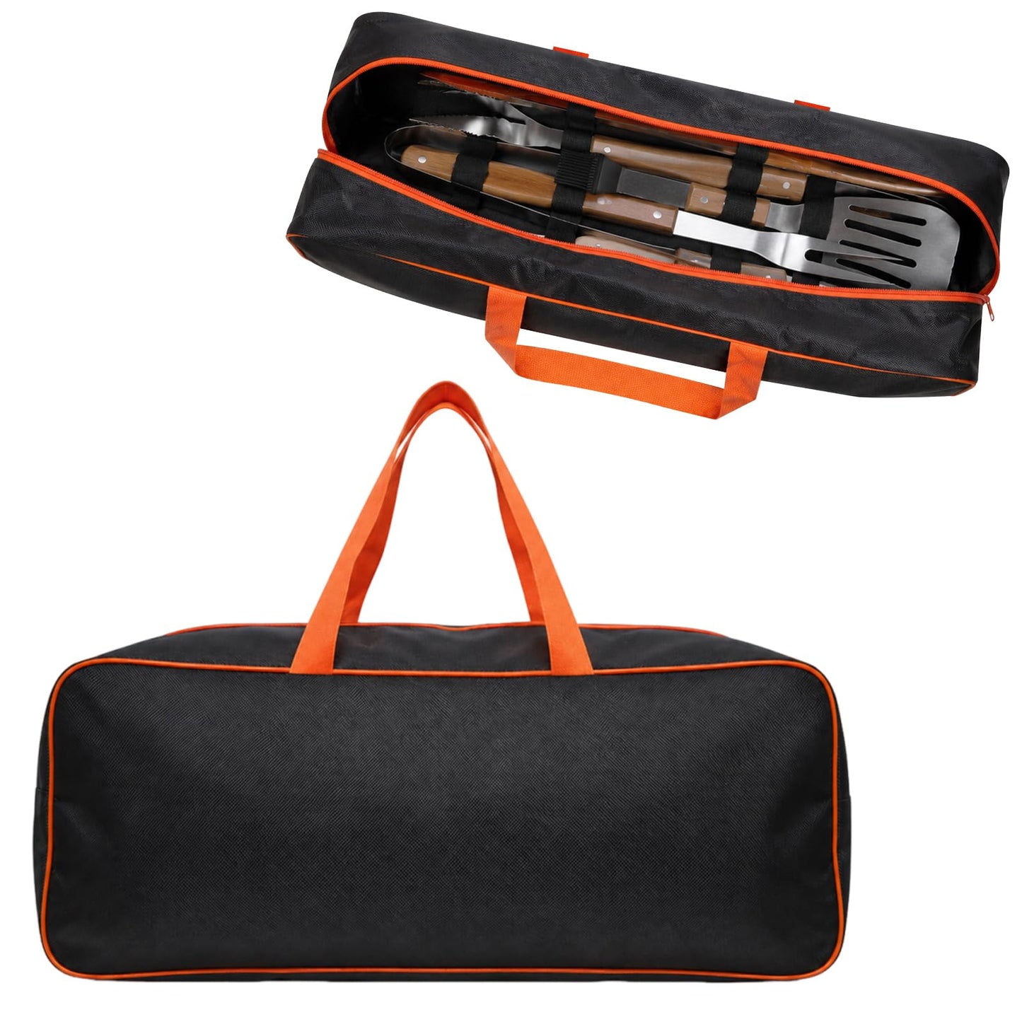 Large Grill Tool Storage Bag 24"x8"x8" 1680D Oxford Heavy Duty BBQ Utensil Storage Bag Portable Outdoor Grill Accessories Organizer for Camping Backyard Barbecue