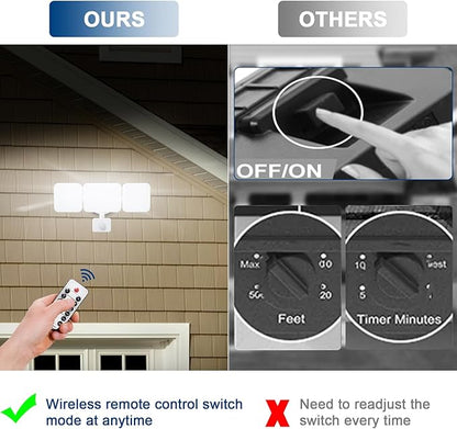 EMANER Flood Lights Motion Sensor Outdoor, Remote Security Light 28W, Dusk to Dawn Always On or Motion Activated On/Off, Tunable Warm White Dimmable for Eave, Garage (White, 1-Pack)