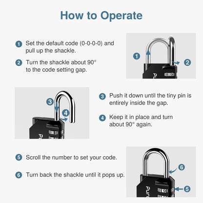 Puroma 2 Pack Combination Lock for Locker 4 Digit Outdoor Waterproof Padlock for School, Gym, Sports, Fence, Toolbox, Gate, Case, Outdoor, Hasp Storage (Black)