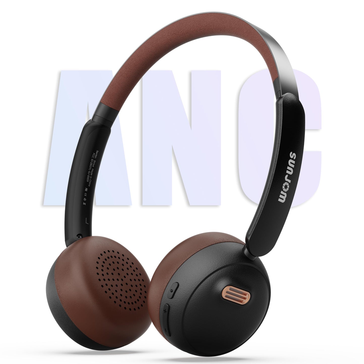 SUNJOM Sirius Over-Ear Noise Cancelling Headphone 70H Playtime Wireless ANC/ENC Bluetooth Retro On Ear Hybrid Headphones Lightweight with Built-in Microphone for Kids Students Sports Gym-Black