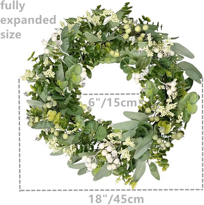 Eucalyptus Wreaths for Front Door Spring Summer Wreath 18-20 Inch Decor Green Leaves Decorations Outside