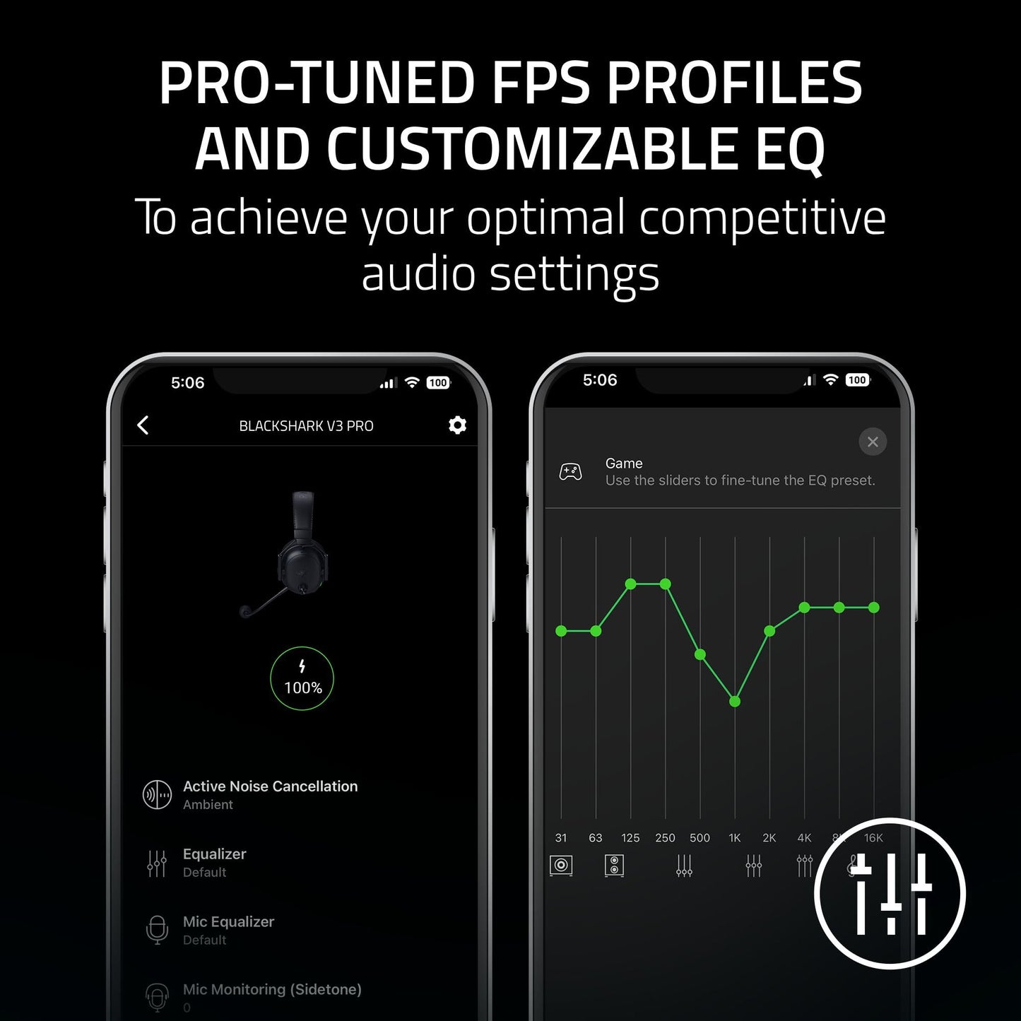 Razer BlackShark V3 Pro Wireless ANC Gaming Headset for PC: Full Band Mic - 50mm Drivers - 2.4 GHz, Bluetooth, USB, 3.5mm - Works with Mac, PS5, Nintendo Switch, Smartphone - 70 Hr Battery - Black