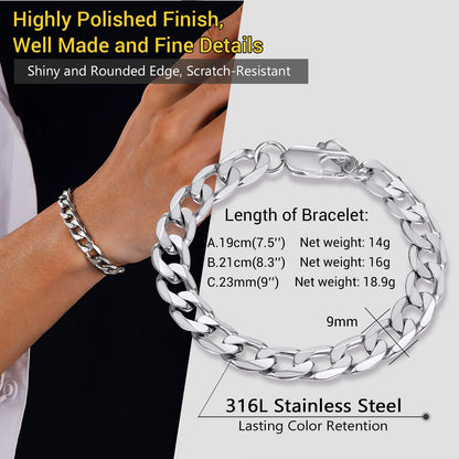 PROSTEEL Stainless Steel Chain Bracelets Trendy Layering Curb Chain Cuban Link Minimalist Bracelet Men Jewelry