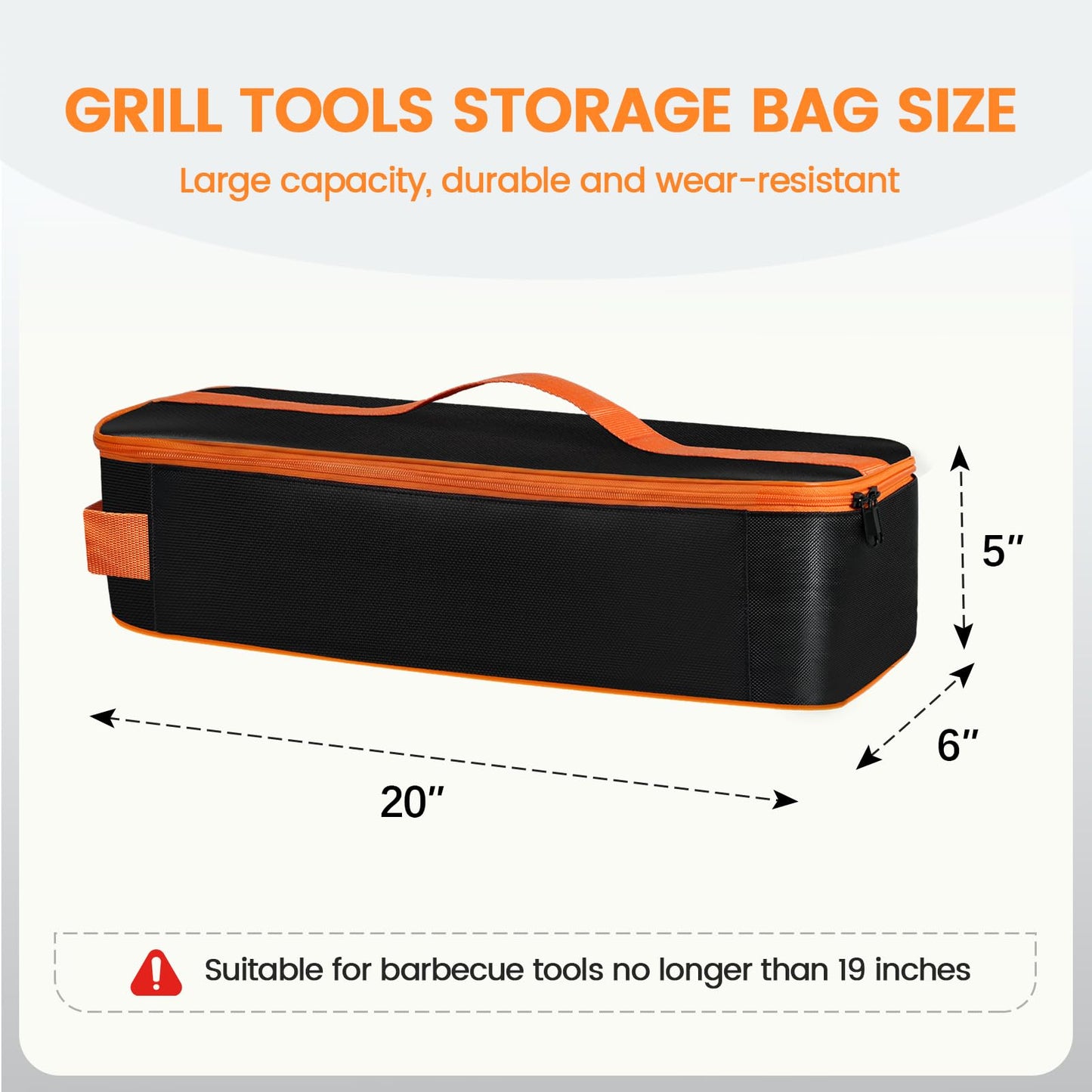 TWAKAP Grill Utensil Storage Bag, Large Capacity Grill Tool Storage Bag, Griddle Accessories Compatible with Blackstone, Perfect for Outdoor Grilling Accessory Storage (20", Black, Flip-Top)