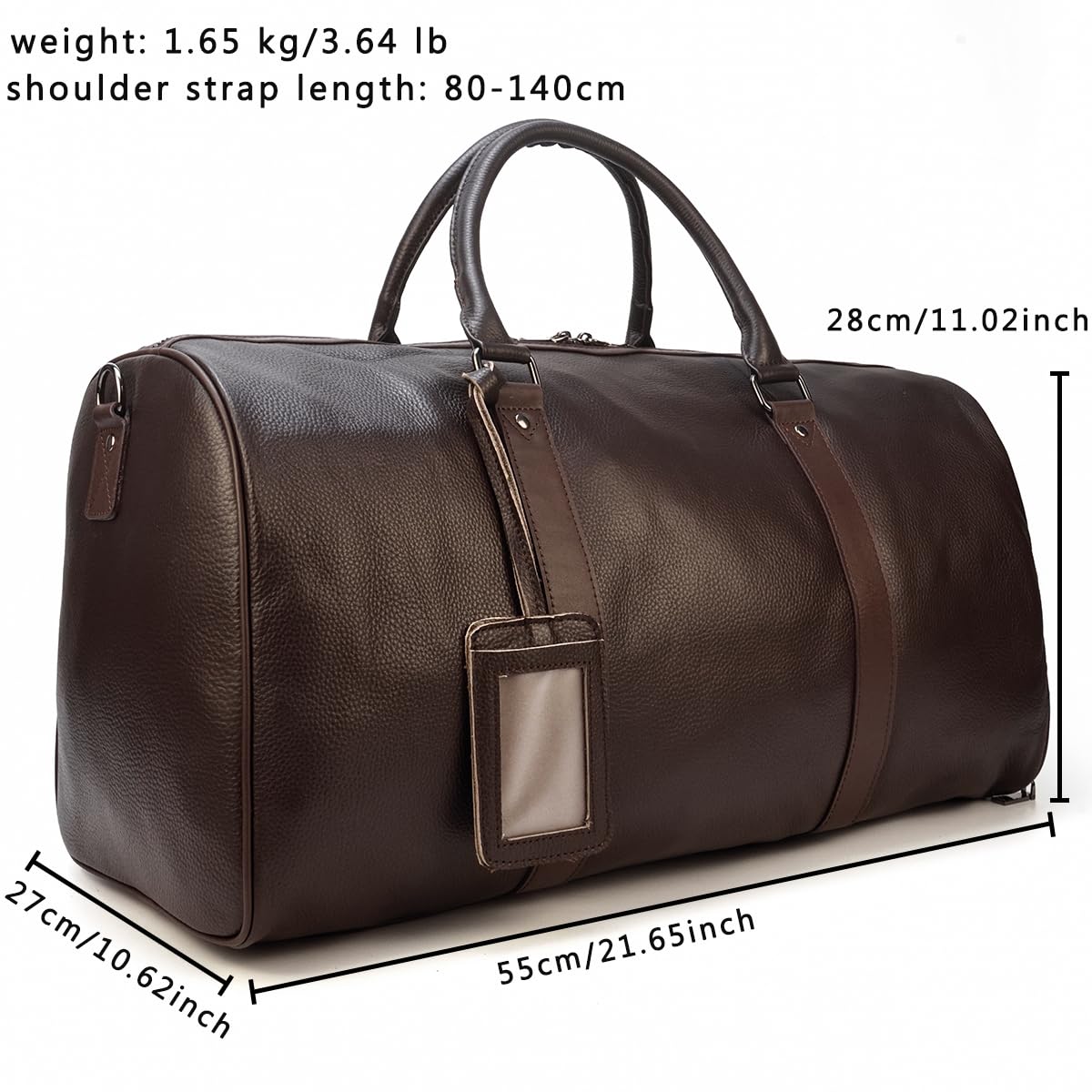 Genuine Leather Travel Duffel Bags for Men and Women Leather Overnight Weekend Bags Sports Gym Duffle, 9423 Brown
