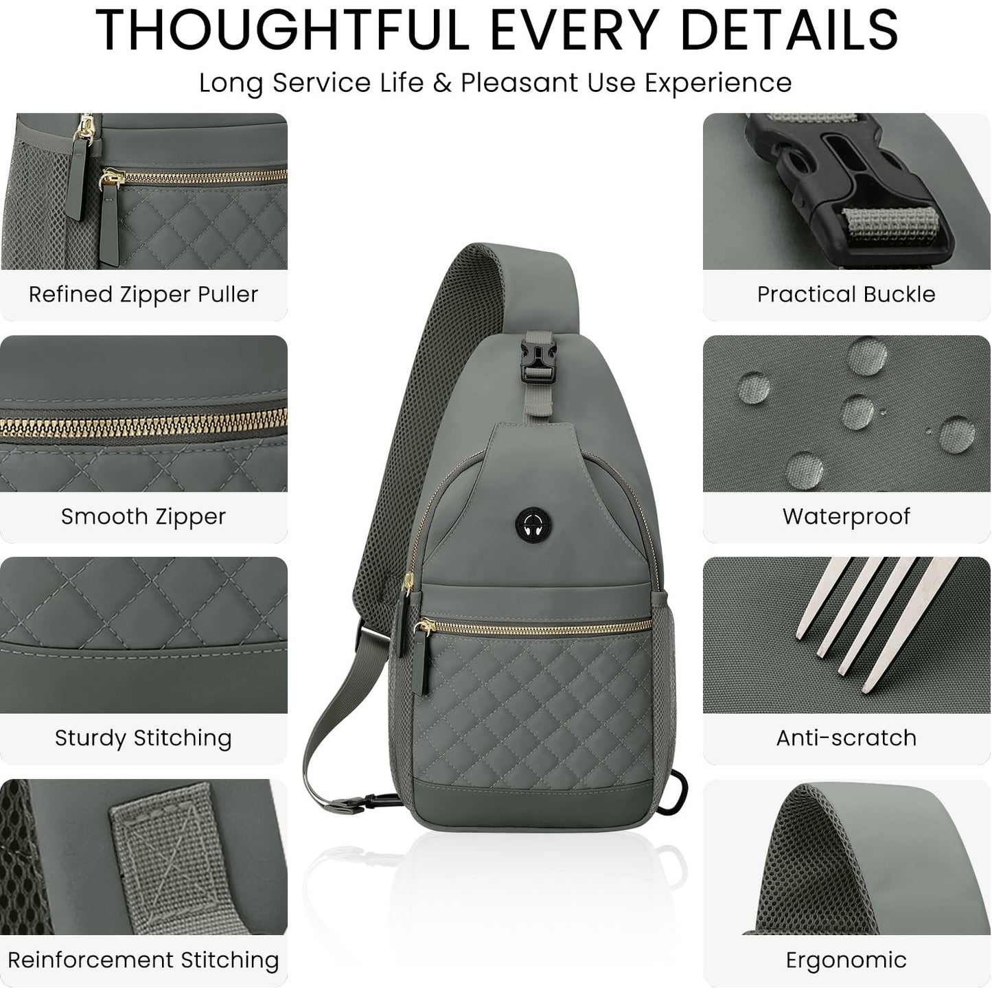 Vankor Small Crossbody Purses Bags for Women Men Travel, Chest Sling Bag Women Casual Cross Body Bag for Woman Sling Backpack Army Green