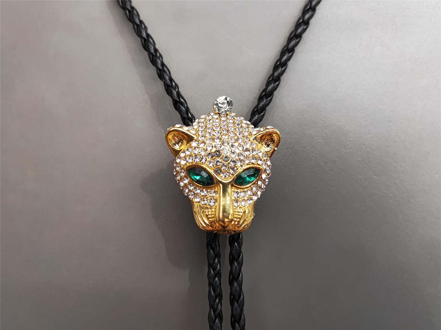 Animal & Plant Bola Tie Bolo Tie Wedding Necklace for Men Women Groomsmen Western Cowboy Necktie (Diamond Leopard)