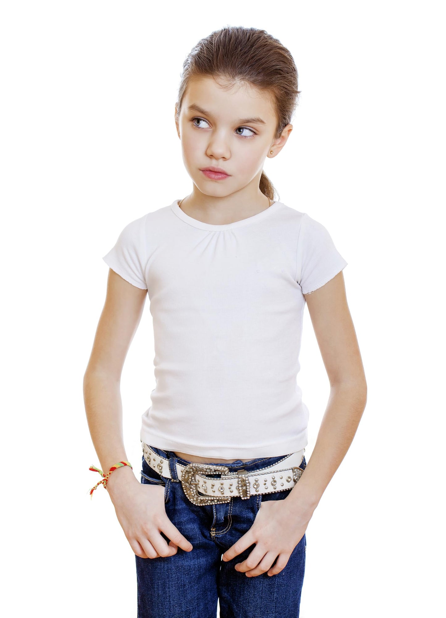 Jastore Kids Rhinestone Western Belt Girl Boys Cowboy Cowgirl Belts with Bling Diamond Studded Leather Belt for Jeans (Silver, Fit Waist: 25"-29" (Rec 10-14yrs))