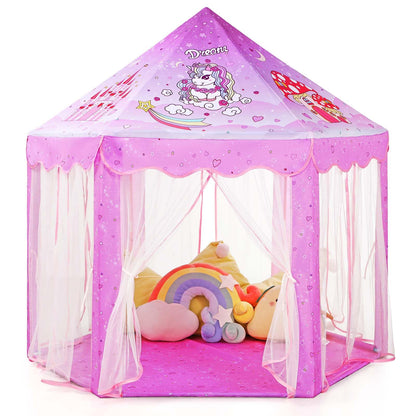 Monobeach Princess Tent Girls Unicorn Large Playhouse Kids Castle Play Tent with Star Lights Gift Toy for Children Indoor and Outdoor Games, 55'' x 53'' (DxH)