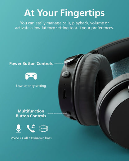 PHILIPS H3209 Wireless Headphones,On-Ear Bluetooth Headphones, Dynamic Bass, Sound Signature,Clear Call,25H Battery Life,Fast Charging,Soft Ear Cups,Bluetooth 5.3,Compact Design,Light,Dark Black