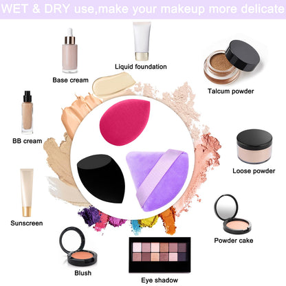 6+6 Professional Makeup Sponge Set,2.76 inch Portable Soft Sponge Setting Face Puffs,Multicolor Makeup Blending Sponge Cosmetic Applicator for Loose Powder,Liquid,Facial Makeup Tools（Pink)
