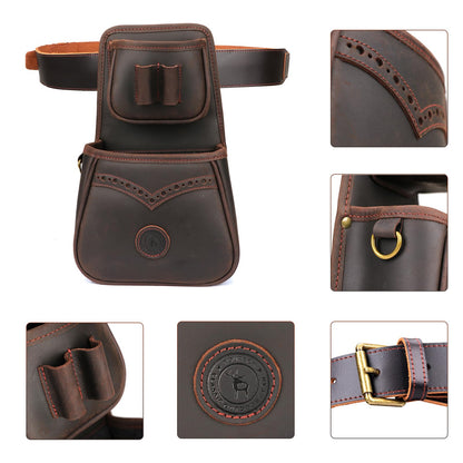 TOURBON Leather Shotgun Shell Holder Ammo Pouch with 1 Box Bullet Carrier