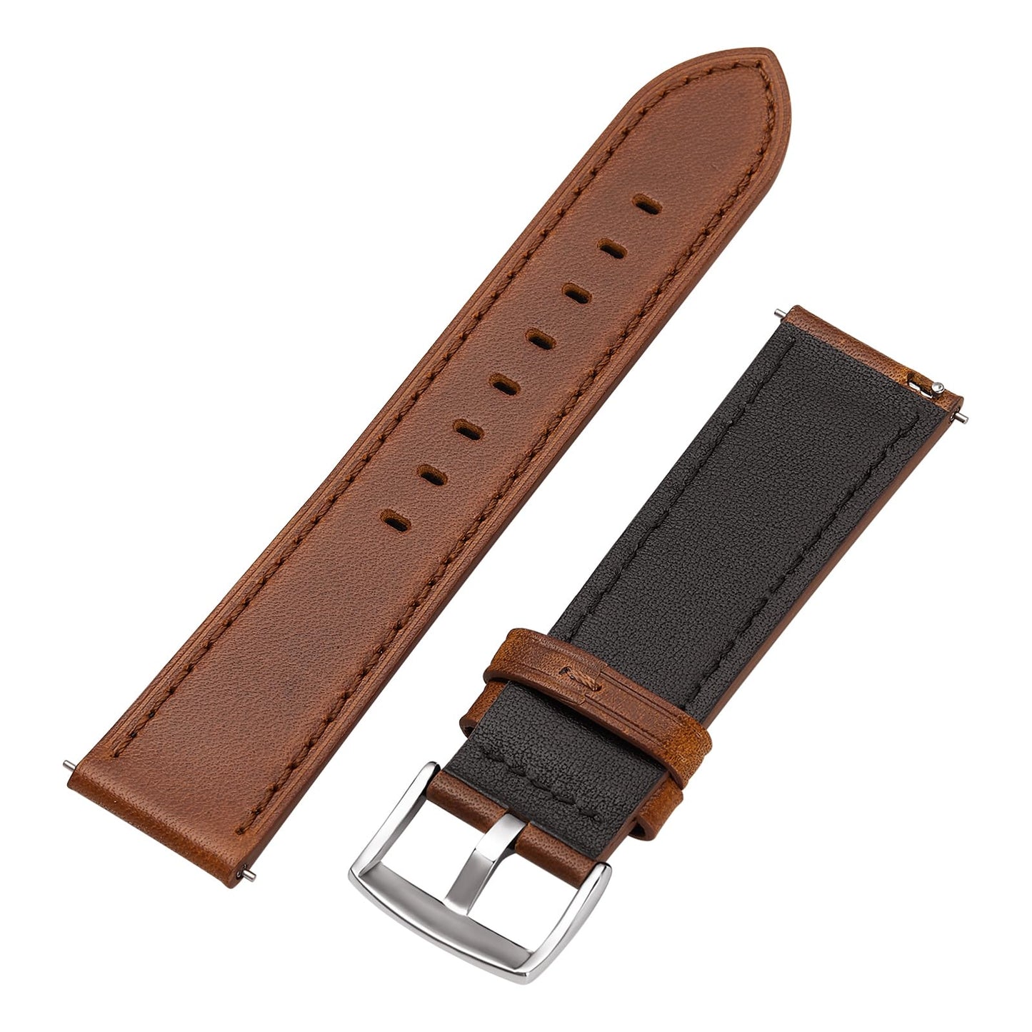 Afany Leather Watch Band 20mm, Quick Release Replacement Watch Strap, Brown for Men Women