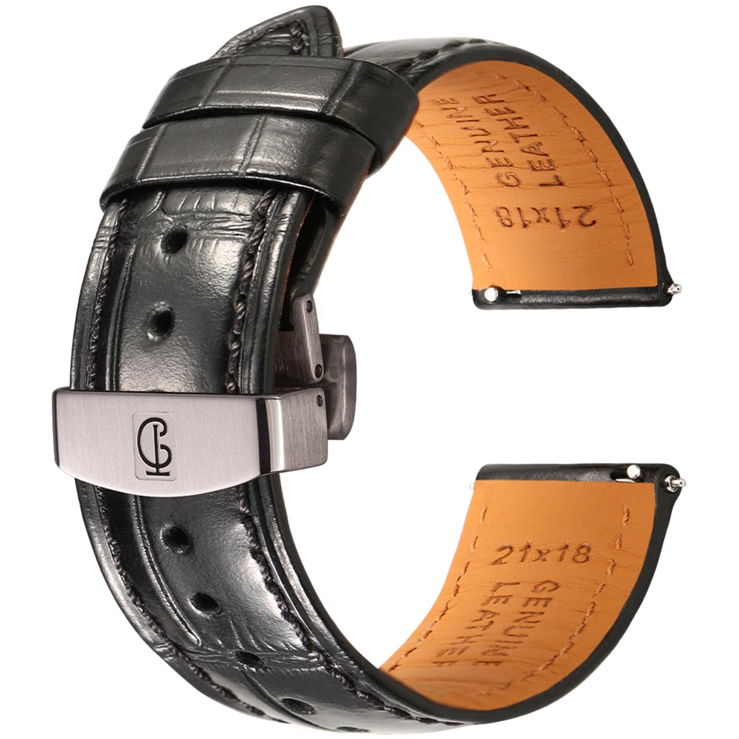 DITOU Watch Straps for Men with Quick Release, Luxury Alligator Grain Embossed Leather Watch bands, Top Grain Genuine Leather Watchband Replacements 19mm, 20mm, 21mm, 22mm
