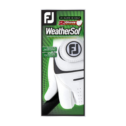 FootJoy Men's WeatherSof 2-Pack, Prior Generation Golf Glove White Medium, Worn on Right Hand