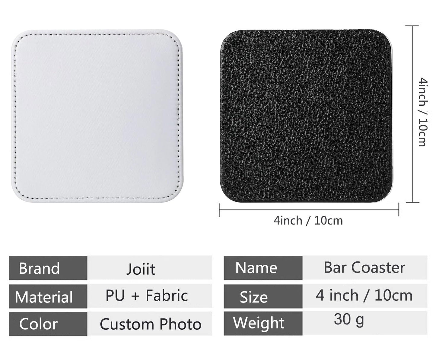 10 Pcs Leather Sublimation Coasters Blanks Bulk with Sewn Edge, 4x4 Inch Thin Sublimation Blank Cup Mat Heat Transfer Press DIY Crafts (Square (10 pcs 4x4 Inch))