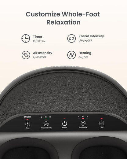 RENPHO Foot Massager Machine [2026 Upgraded], Shiatsu Foot Massager with Heat, True Full Foot Massage, Deep Kneading Plantar Fasciitis Massager for Women Mom Men Dad, Fits Up to Size 13