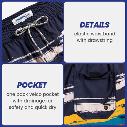 maamgic Mens Swim Trunks Quick Dry Swim Shorts with Mesh Lining Funny Swimwear Bathing Suits 7inch Leaves White Small