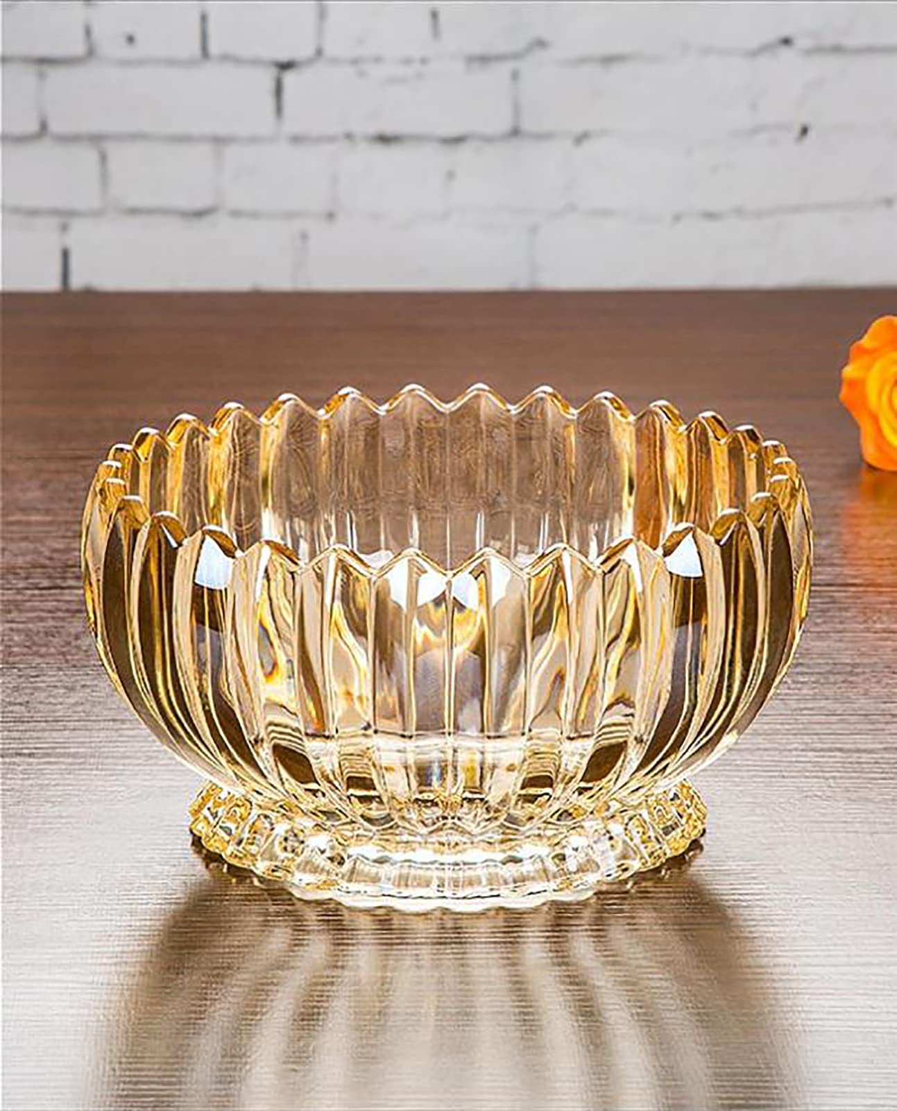 Rxcvkmw Glass Candy Plate with Cover, Crystal Candy Bowl, Fruit Plate, Decorative Bowl (Amber)