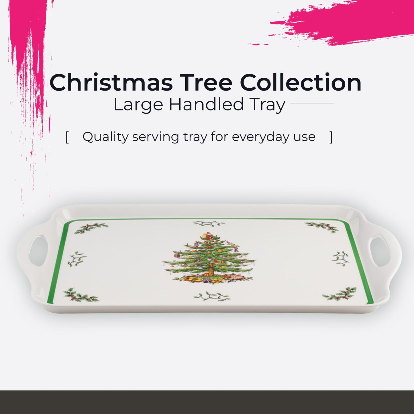 Spode Melamine Serving Tray - (18.9" x 11.6") Rectangular Durable Platter with Exclusive Art Print, Strong & Lightweight Kitchen & Dining Table Accessory for Everyday Meals & Snacks