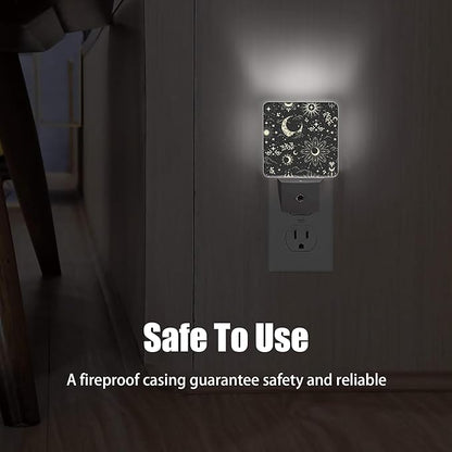 Stars Moon Black Sky Night Light Plug in Wall Lamp Smart Dusk to Dawn Sensor for Home Decorative, Kids Room Bedroom Bathroom Kitchen Hallway Gifts