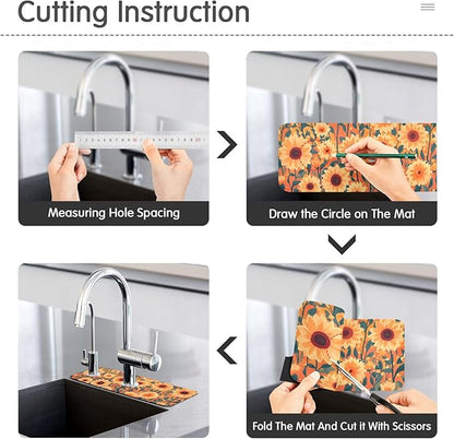 Kitchen Sink Splash Guard 2 PCS 14.7 Inch Sink Faucet Mat Splash Guard