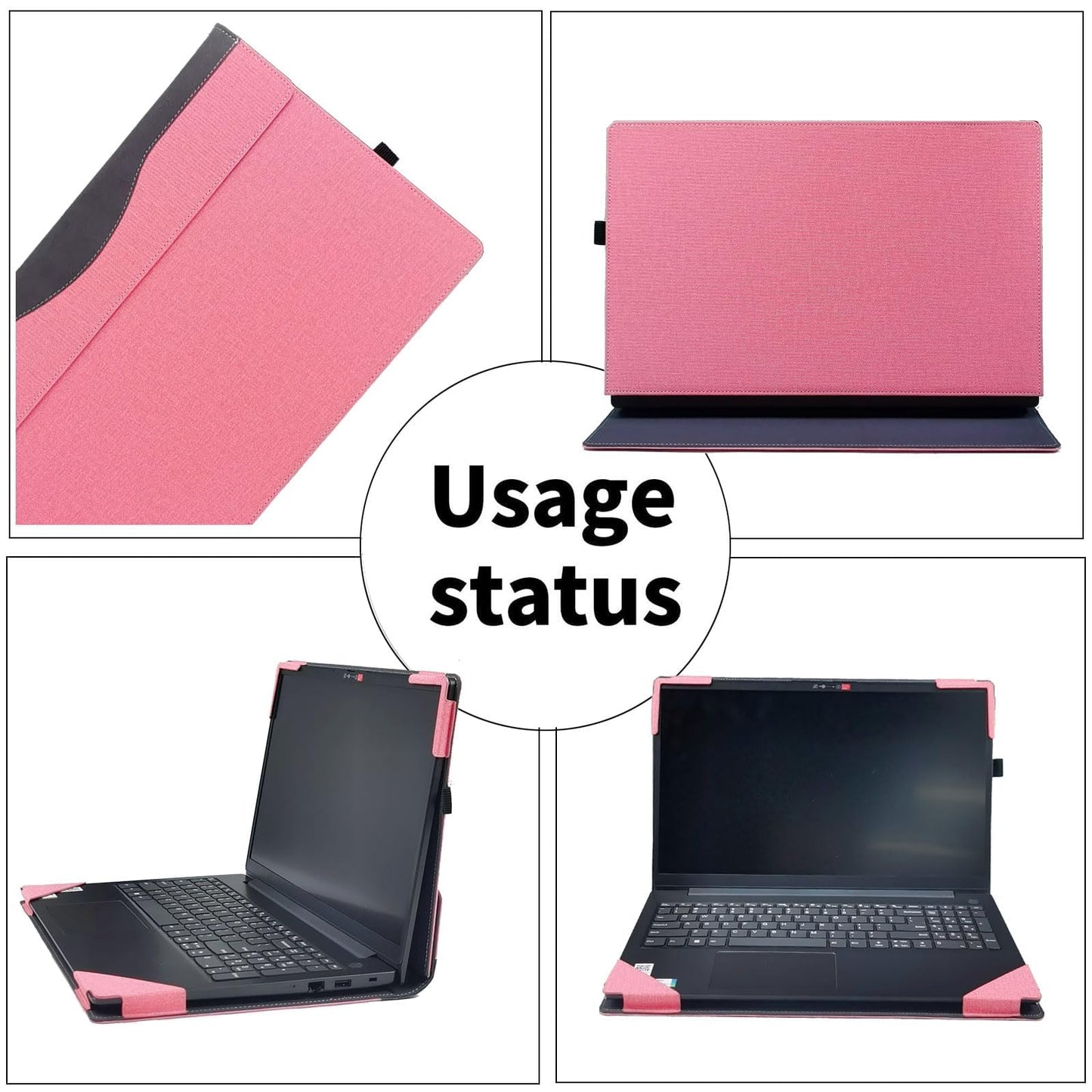 RUNMEIJIA Laptop Cover for Dell Latitude 5450 5440 5430 5420 Series 14 inch 2021～2024 Notebook PC .2-in-1 Detachable PU Leather Notebook (Pink)