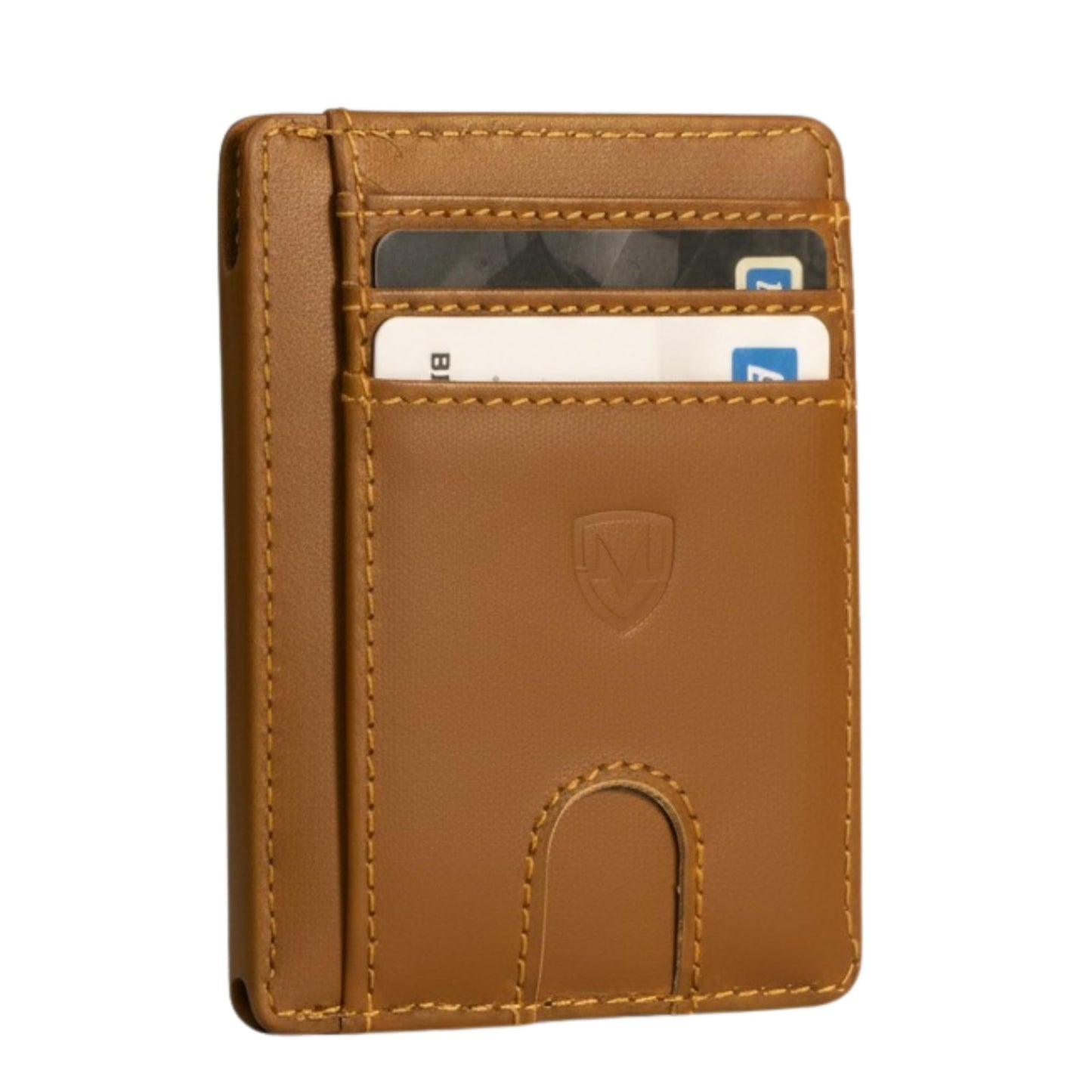 Mordano Leather Wallet Card Holder | RFID Blocking Protection Slim Minimalist Wallet For Men And Women | Front Pocket Thin Credit Card Holder | Genuine Leather Small Wallet (Brown)