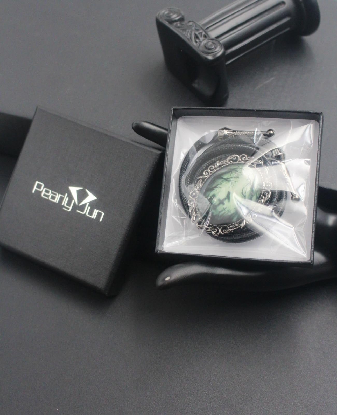 PEARLY JUN Gothic Bolo Tie for Men Women Cameo Western Cowboy Black Cat Bat Witch Vintage Halloween Jewelry Accessories Gifts (Black Cross Crow)