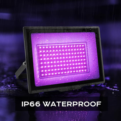 2 Pack 80W LED Black Lights, IP66 Waterproof Blacklight Flood Lights with Plug & Switch, UV Lighting for Halloween Party, Glow in The Dark, Body Paint, Stage & Neon Glow Decor