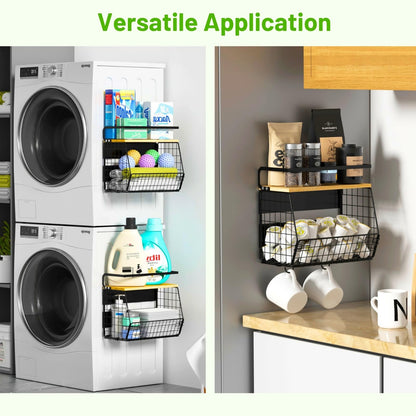 Ofiray-home Magnetic Shelf for Fridge with Wood Lid, Fruit Potato and Onion Storage Bins, Pantry Organizers & Storage, Large Container Magnetic Spice Rack for Refrigerator, Kitchen Counter, Cabinet