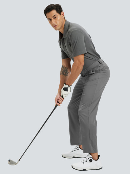LeapsLion Men's Golf Pants Lightweight Work Dress Pants 32" Stretch Water Resistant Breathable Quick Dry Comfy Business Casual Pants for Men Dark Grey 36W x 32L