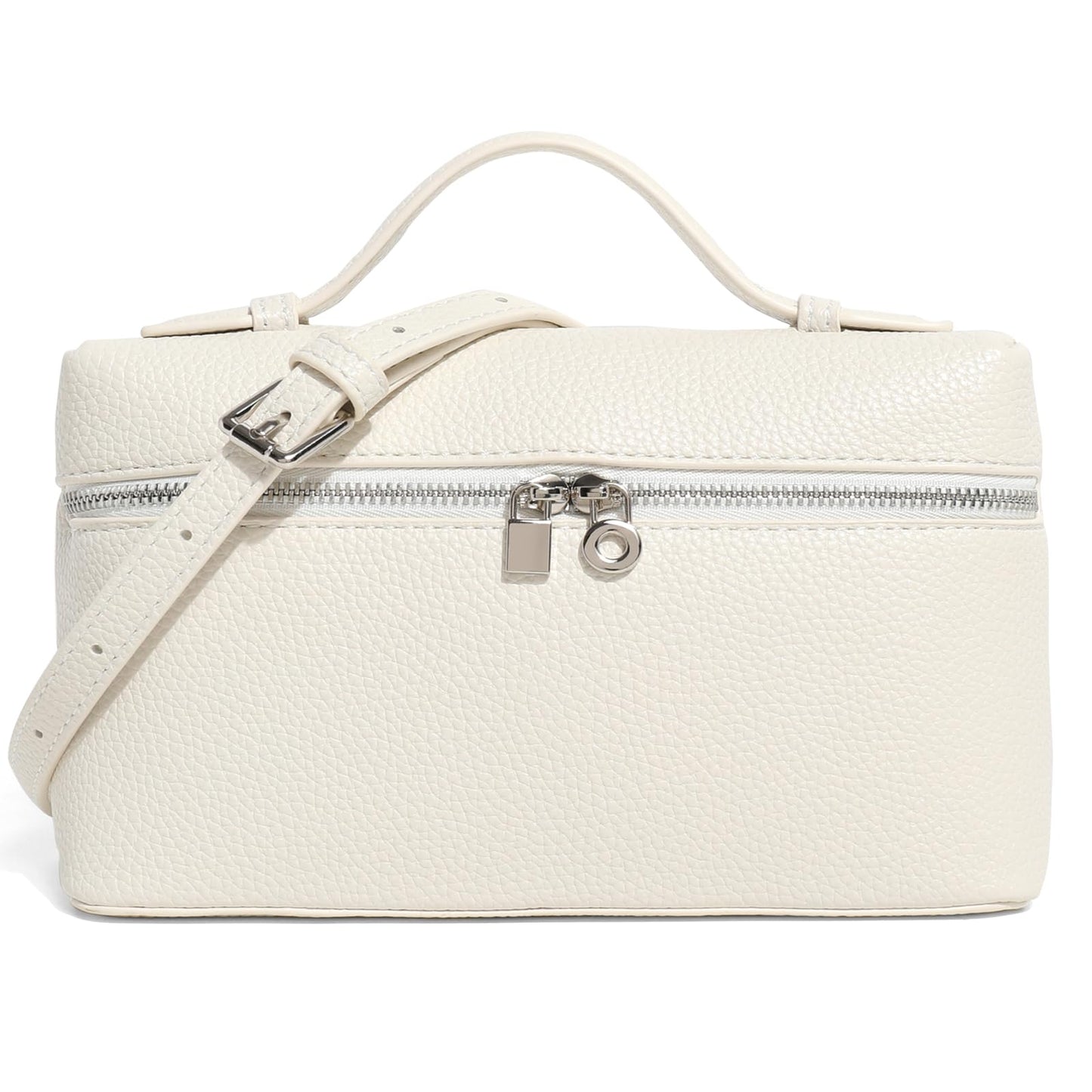 Crossbody Bag for Women Top-Handle Pouch Mini Bag Designer Shoulder Leather Handbag Trendy Purse (Beige)