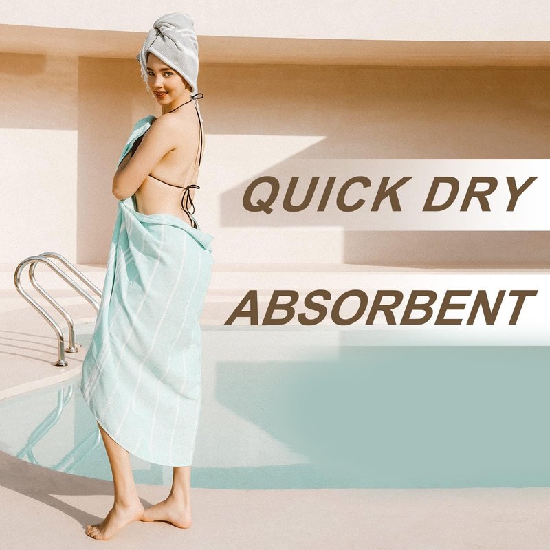 2 Packs Turkish Beach Towels Travel Vacation Essentials Quick Dry Sand Free Oversized Bath Pool Swim Towel Extra Large XL Blanket Adult Cruise Accessories Must Haves Clearance Stuff Necessities