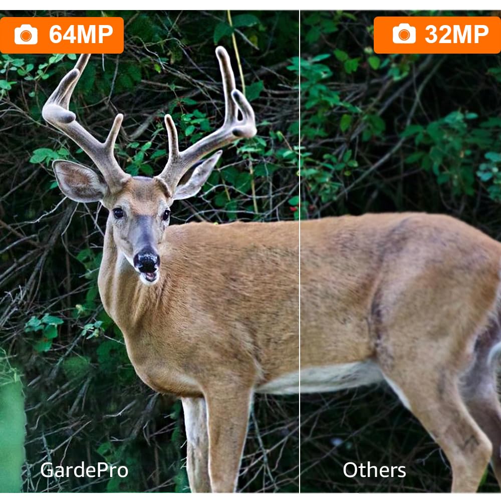 GardePro A3S Trail Camera 2 Pack, 64MP 1296p, Next-Gen Image Technology, Game Camera with Clear 100ft No Glow Night Vision, Fast 0.1s Trigger Speed Motion Activated Waterproof, H.264 MP4 Video