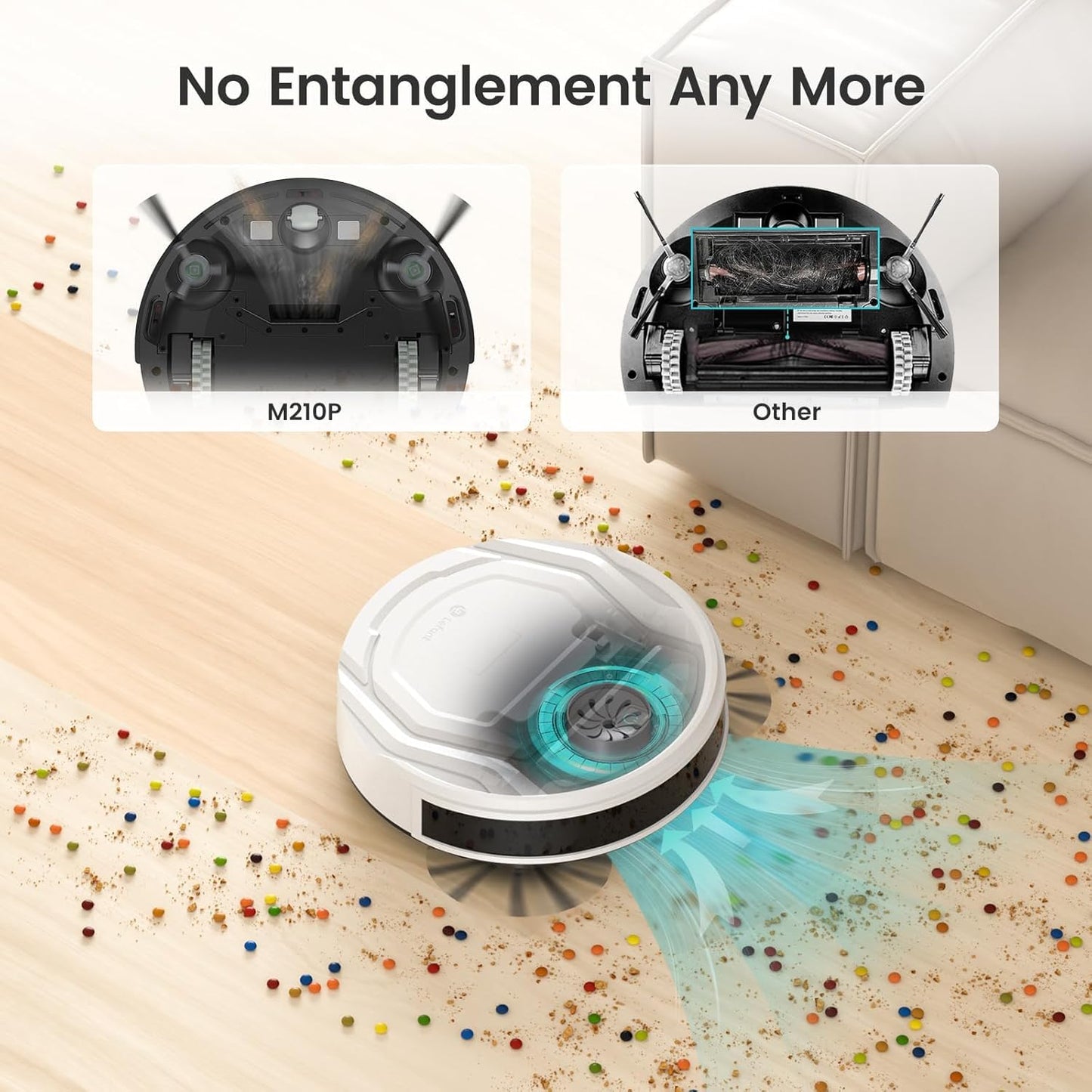 Lefant M210 Pro Robot Vacuum, Slim Quiet, 3 Adjustable Suction Levels, 6 Modes, Robot Vacuum Cleaner for Pet Hair, Hard Floors & Low Carpets, Self-Charging, WiFi/App/Alexa Control, Gray