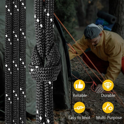750Ib Reflective Paracord Rope,1000', 4mm 11 Strand Parachute Spool Cord with Collecting Bag, para Cord Lanyard for Hammock, Camping, Hiking